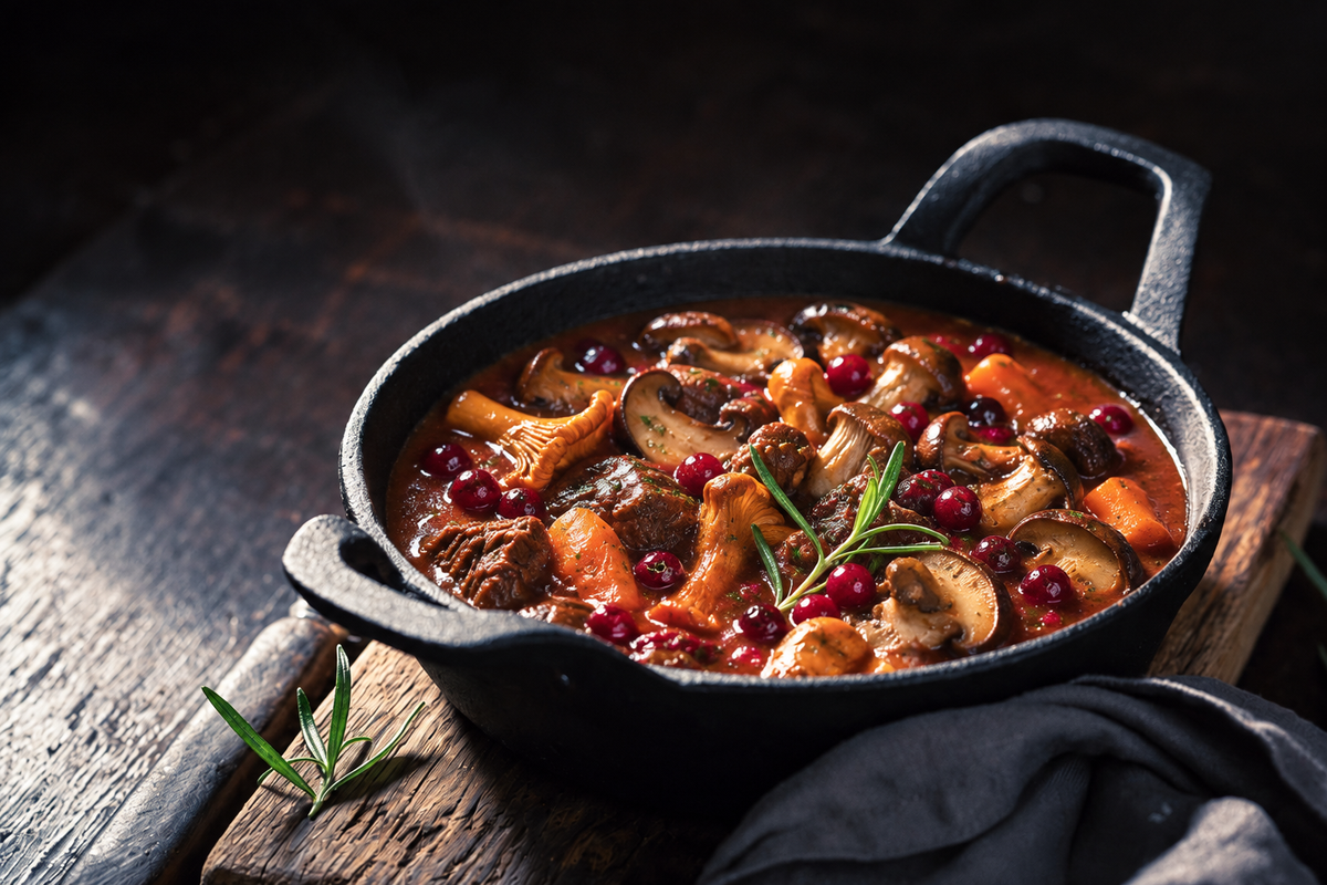 Hubi's Klassiker: Hirschgulasch mit Waldpilzen und Preiselbeeren